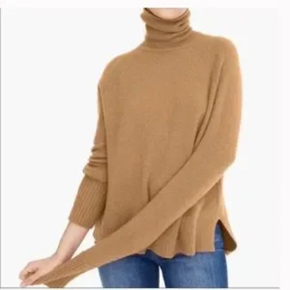 J. Crew Cozy Tan Turtleneck Sweater